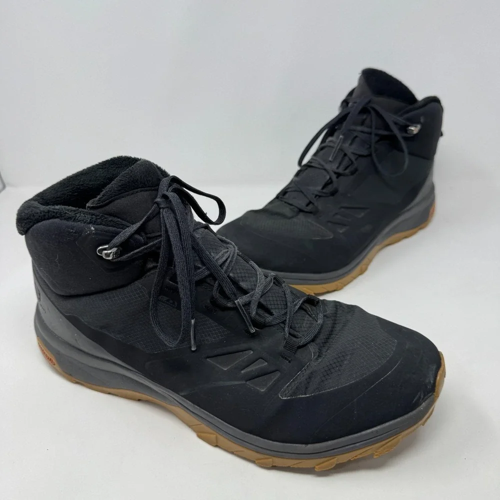 Salomon Outsnap CSWP Black Gum Hiking Trail Lace Boots Shoes Men's Size 11.5